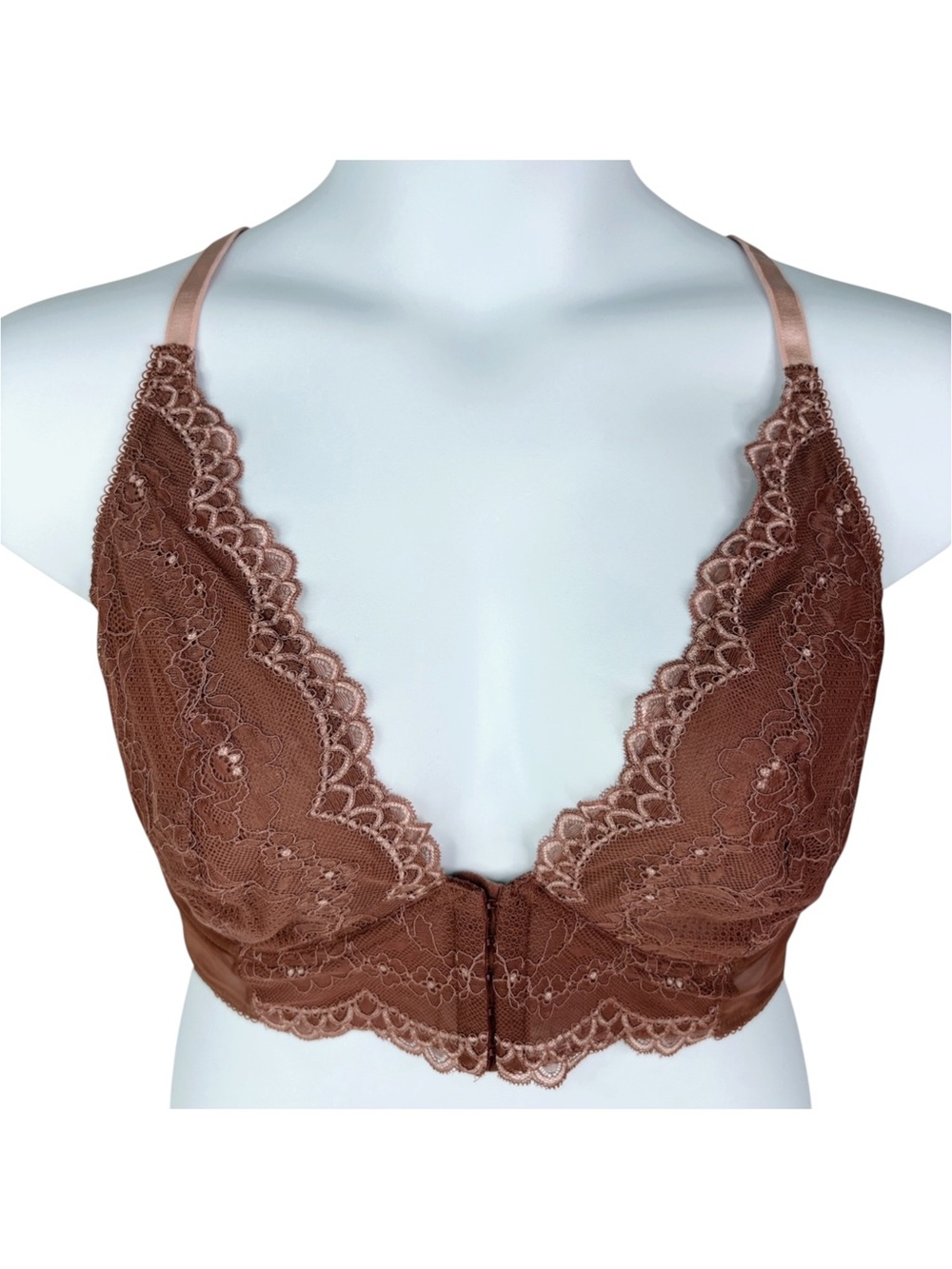 Gossard Superboost Lace Deep V Underwire Bralette sz 38DDD / 38F * Rosewood Pink